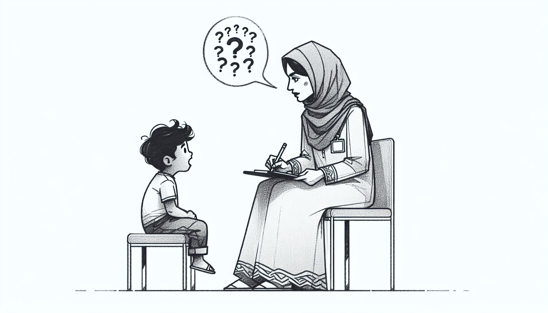 Pencil sketch illustration for: Functional analysis and treatment of repetitive verbal behavior in children diagnosed with au