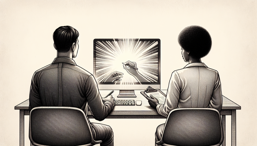 Pencil sketch illustration for: An analysis of interactive computer training on staff acquisition of MSWO preference assessme