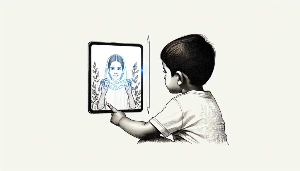 Pencil sketch illustration for: Comparing human video modeling to animated video modeling for learners with autism